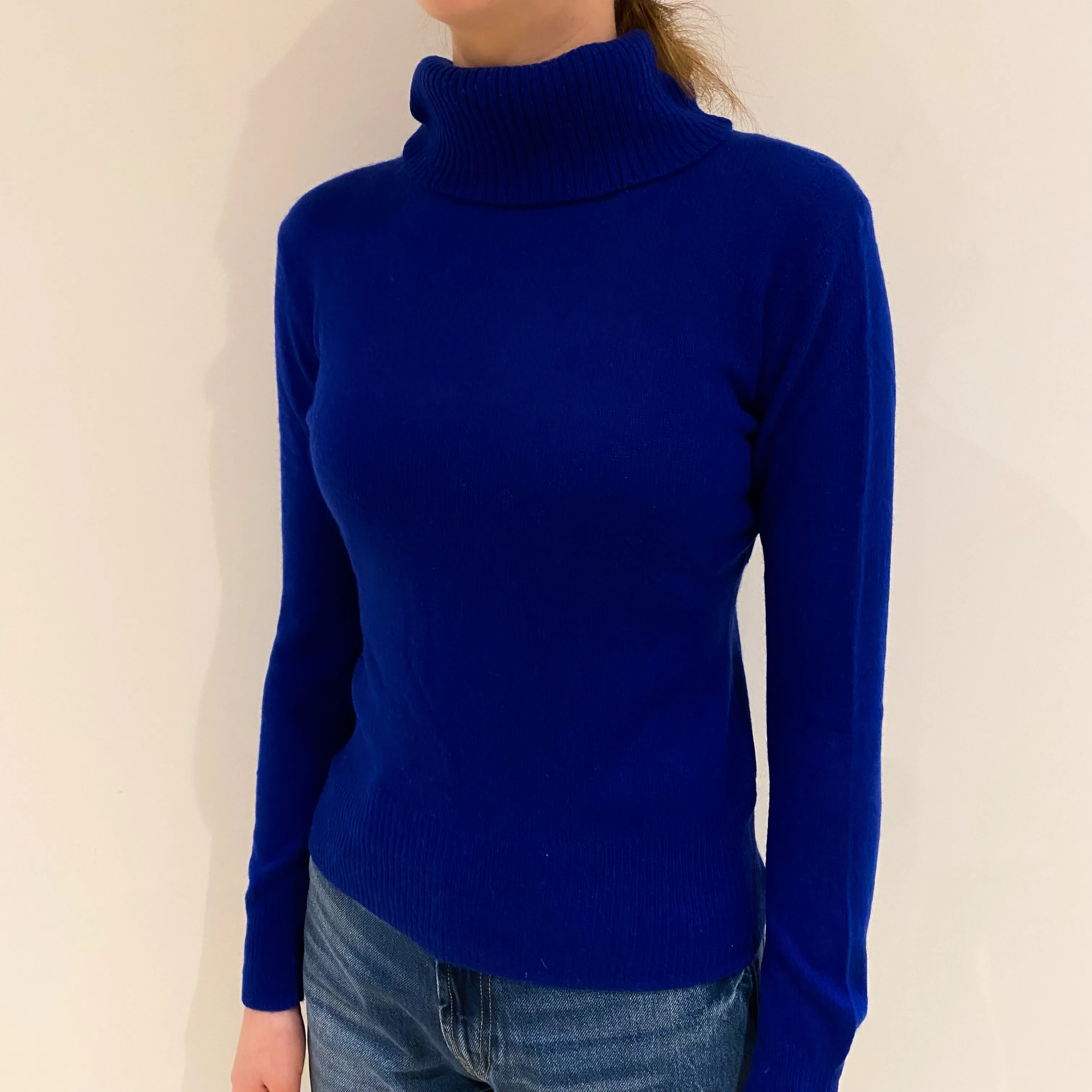 Admiral Blue Cashmere Polo Neck Jumper Extra Small