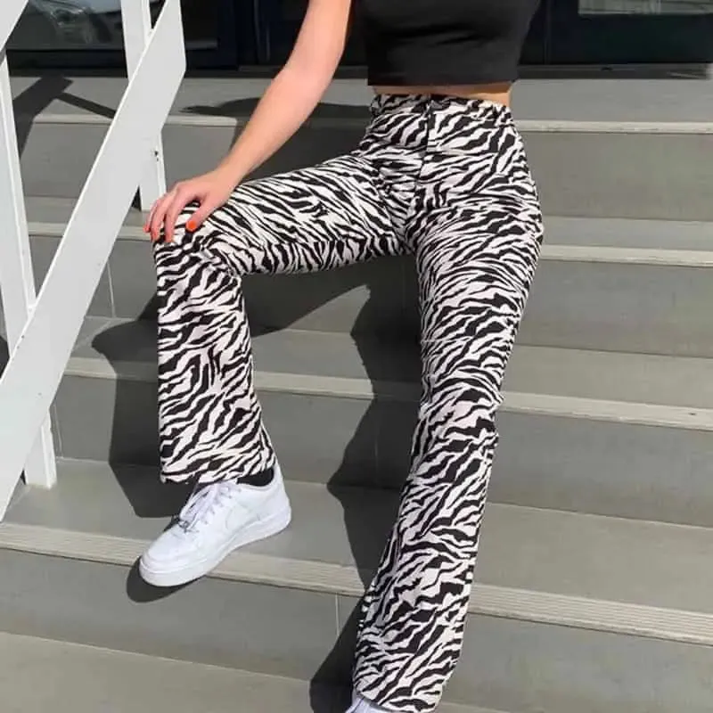 Aesthetic Animal Print Zebra Pants