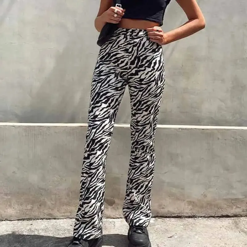 Aesthetic Animal Print Zebra Pants