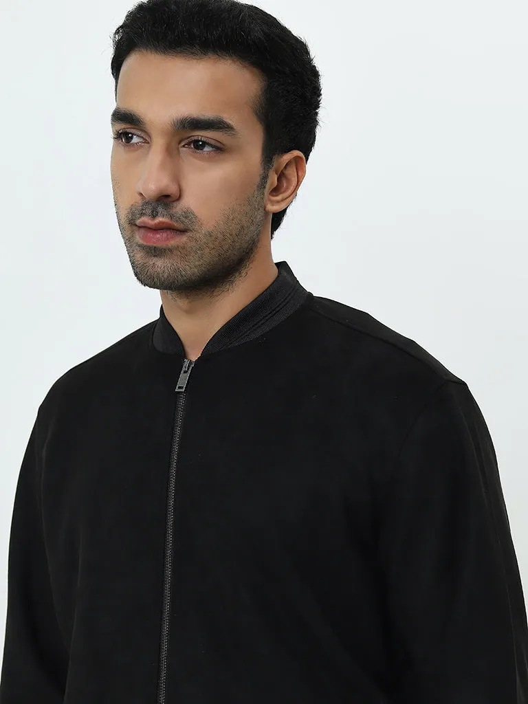 Ascot Black Faux-Suede Relaxed-Fit Jacket