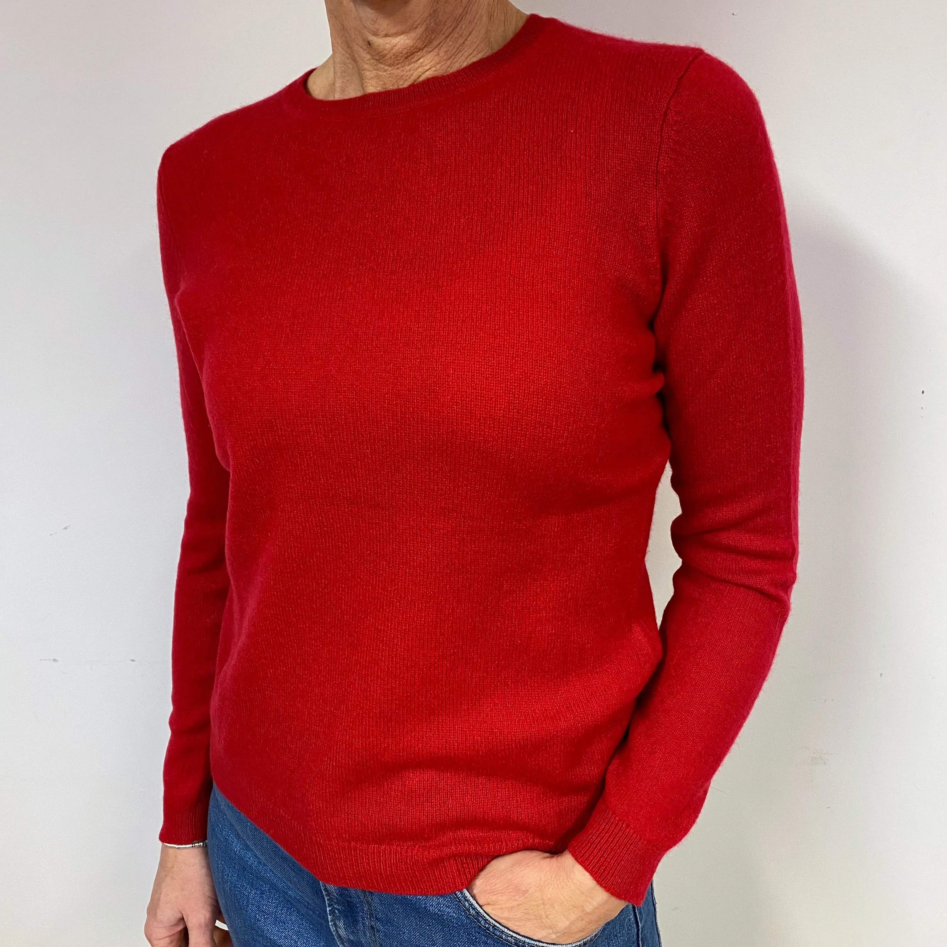 Berry Red Cashmere Crew Neck Jumper Medium/Petite