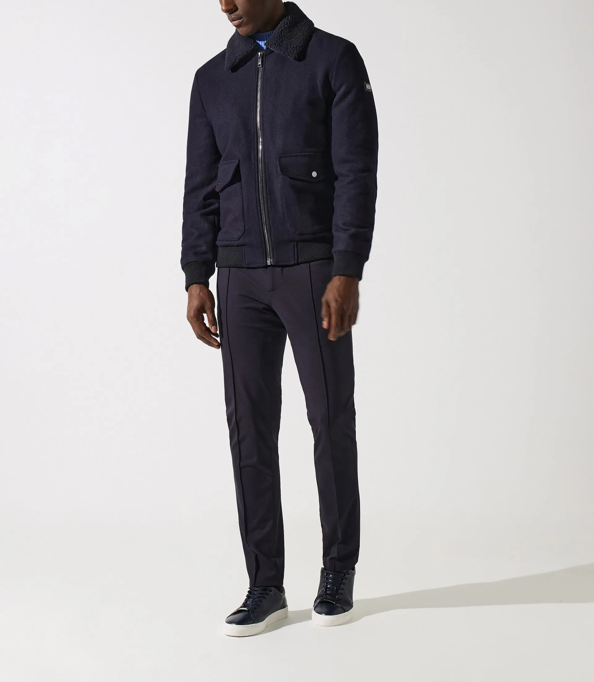 Blouson en laine col sherpa marine MATHIAS