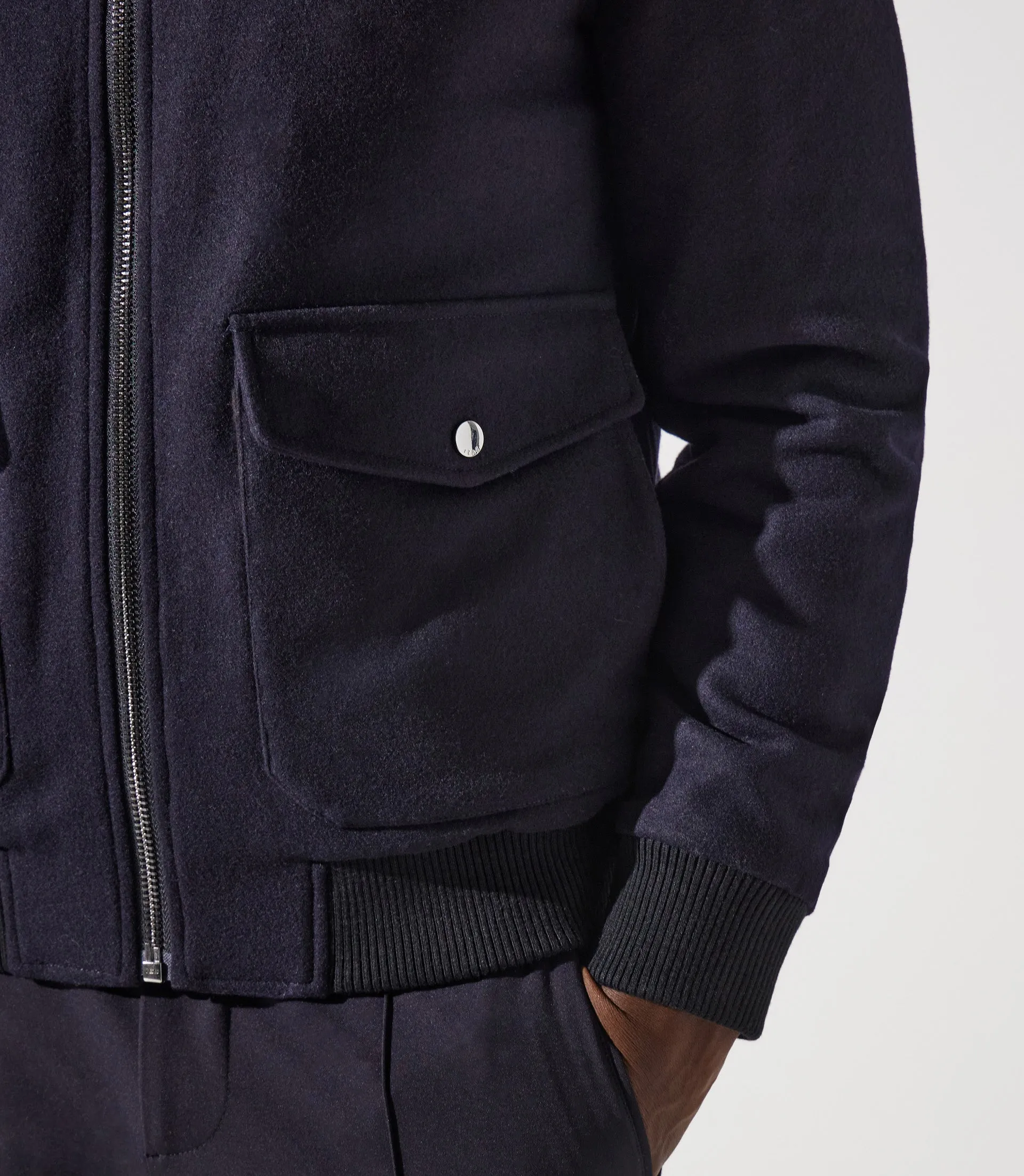 Blouson en laine col sherpa marine MATHIAS