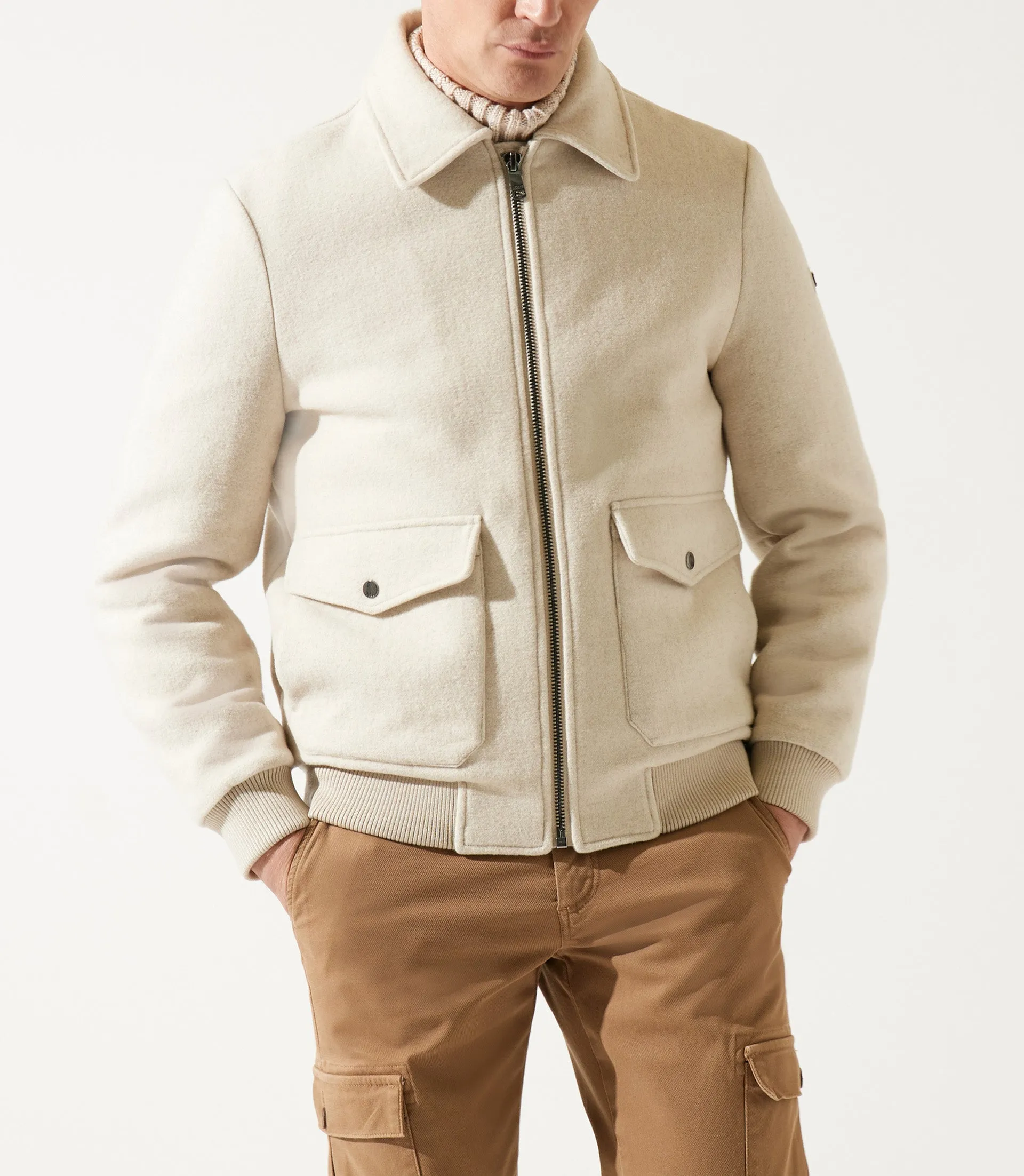 Blouson en laine col sherpa mastic MATHIAS