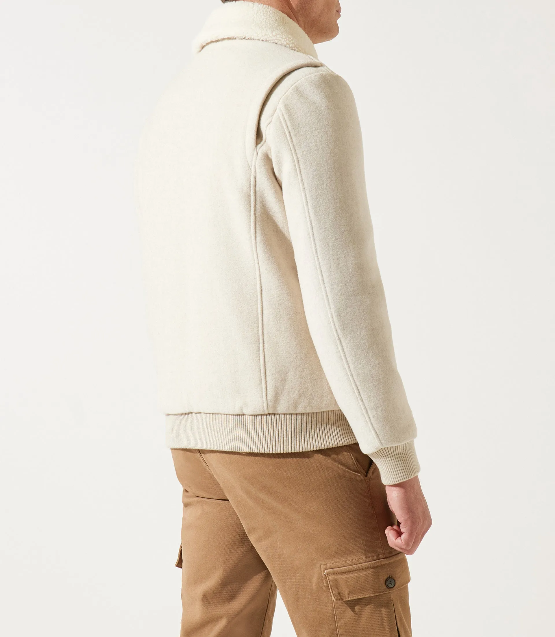 Blouson en laine col sherpa mastic MATHIAS