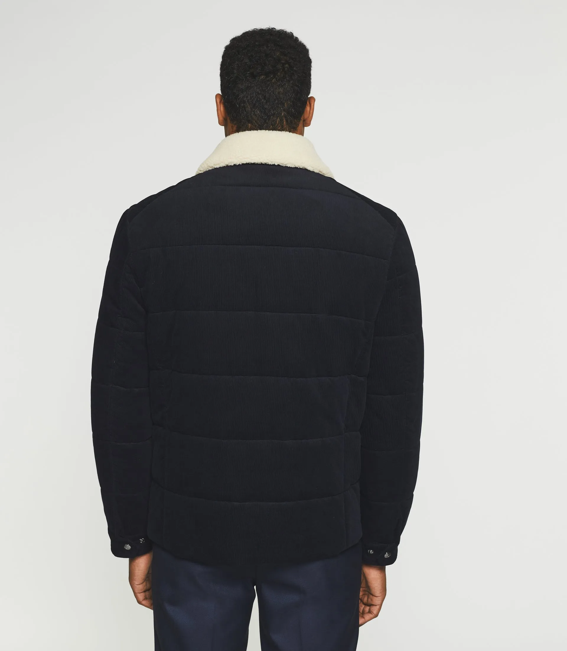 Blouson matelassé en velours marine MANI