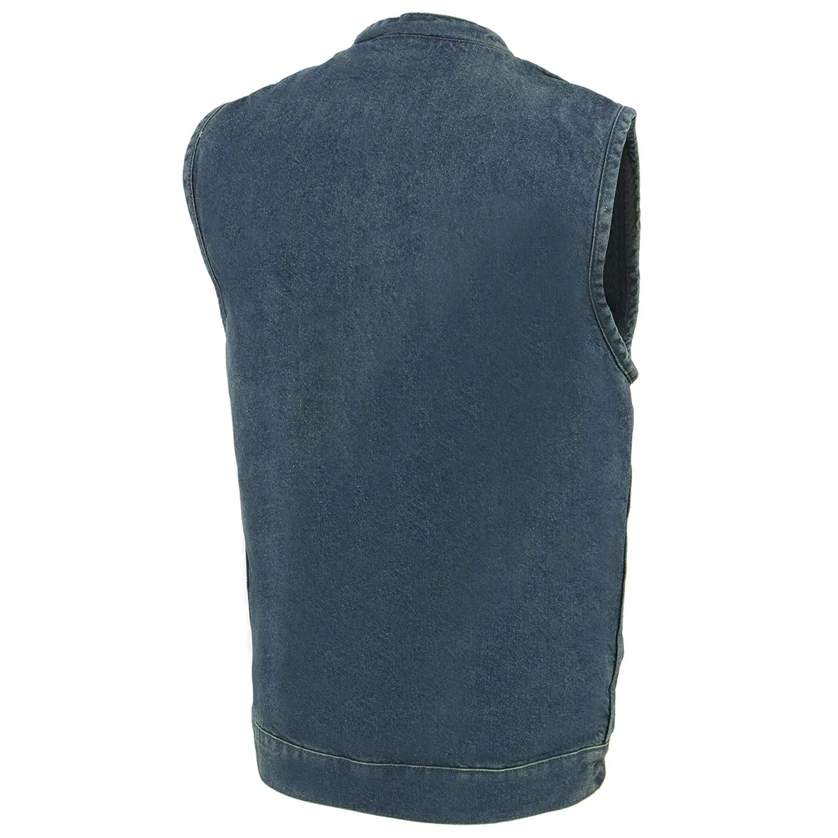 BLUE MDM3000 Men's 'Brute' Concealed Snap Black Denim Club Style Vest w/ Hidden Zipper