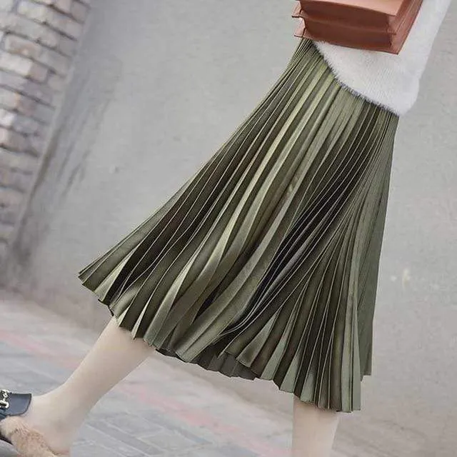 Boho Pleated Midi Skirt