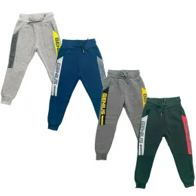 Boys Kids Panel Jogging Sports Warm Tracksuit Bottoms Fleece Winter Joggers