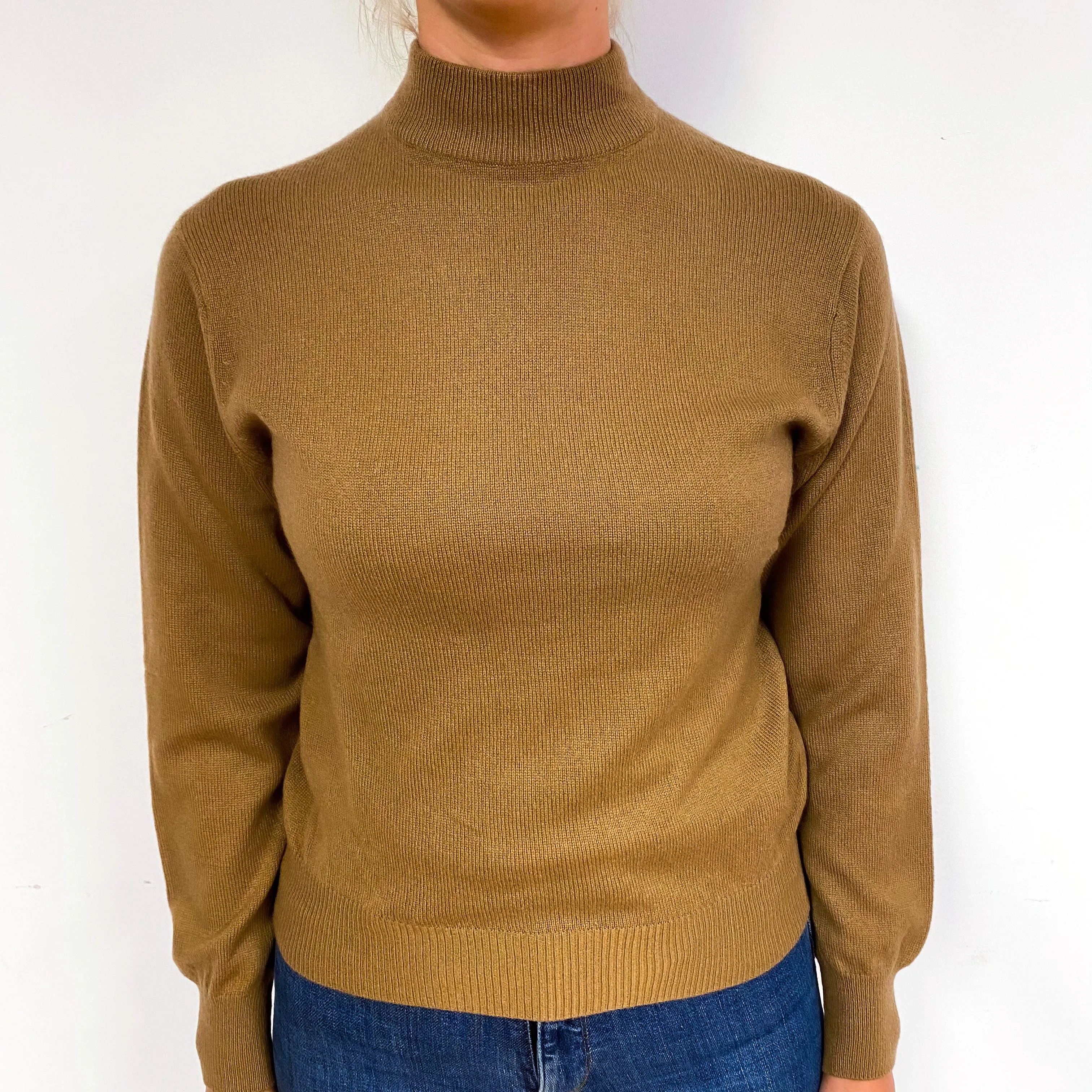 Butterscotch Brown Cashmere Turtle Neck Jumper Small