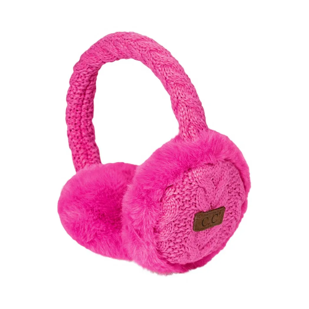 Cable Knitted Faux Fur Ear Muffs