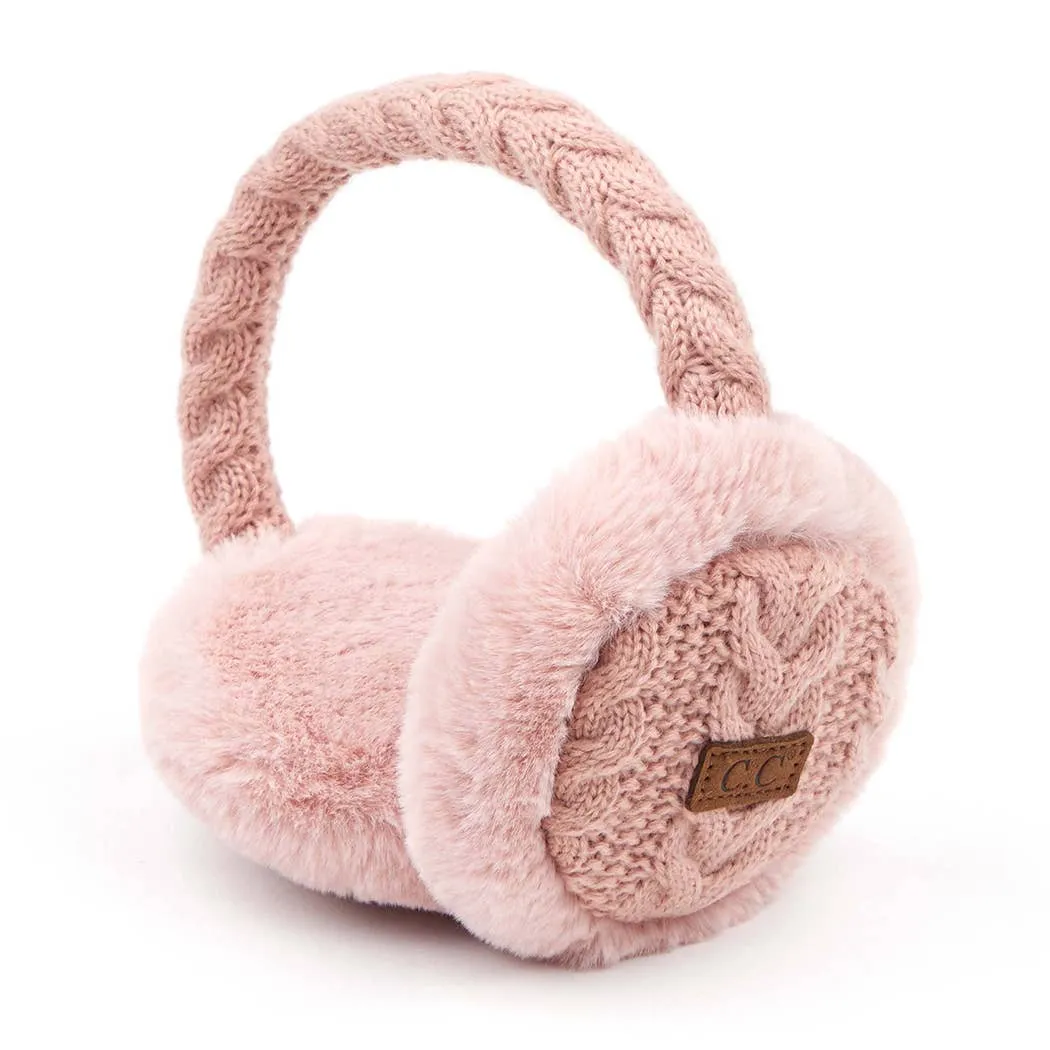 Cable Knitted Faux Fur Ear Muffs