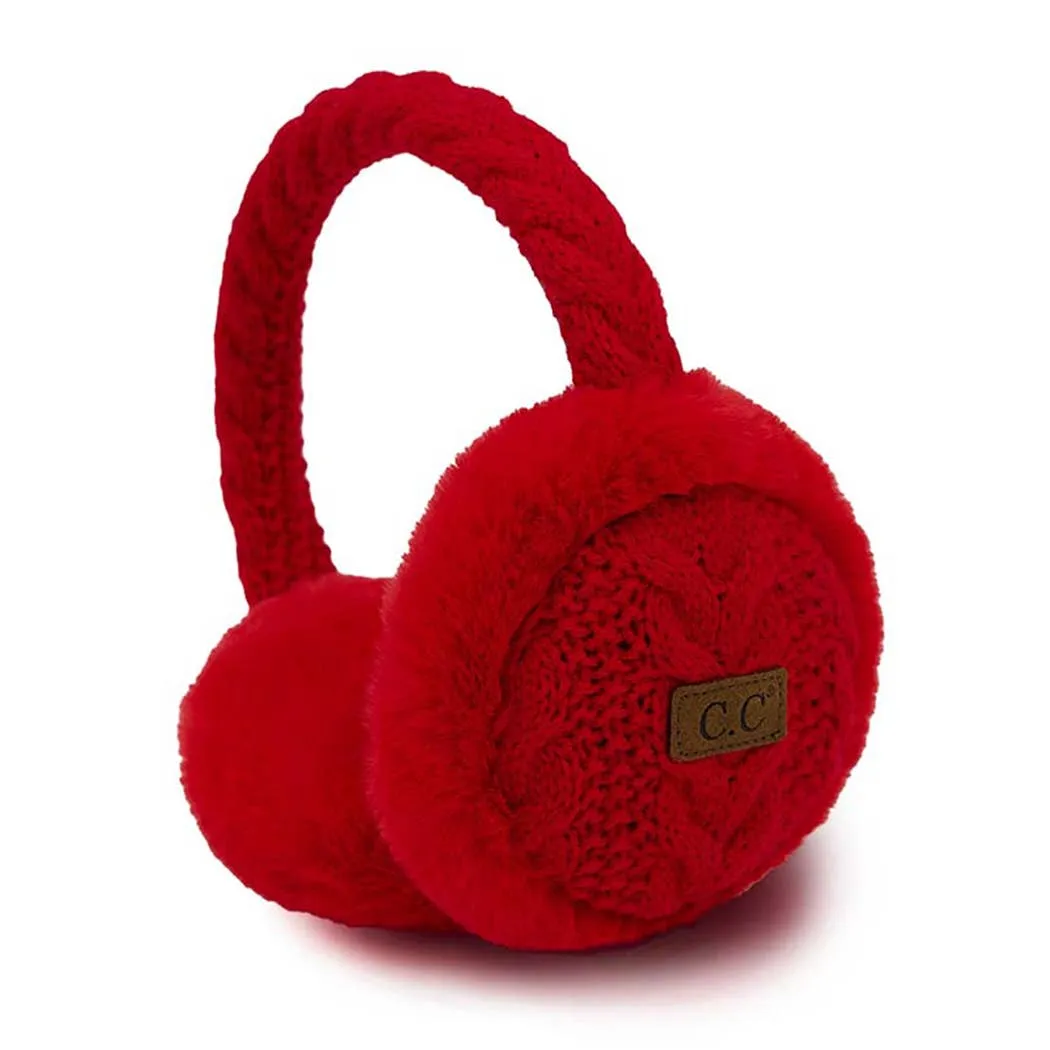 Cable Knitted Faux Fur Ear Muffs