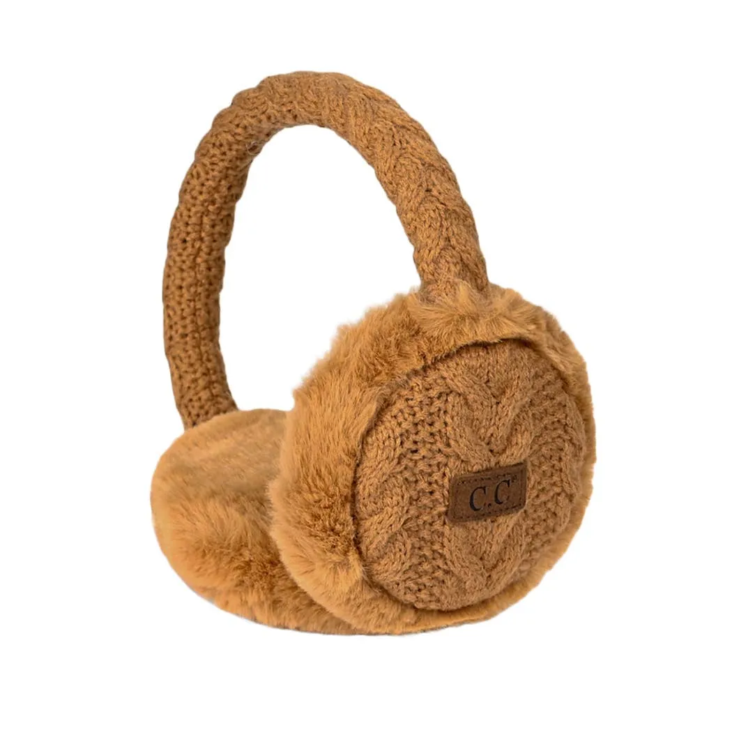 Cable Knitted Faux Fur Ear Muffs