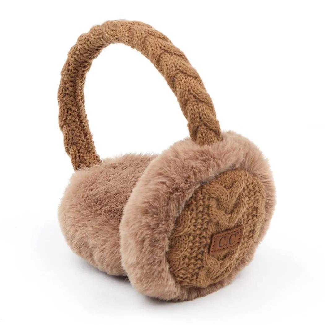 Cable Knitted Faux Fur Ear Muffs