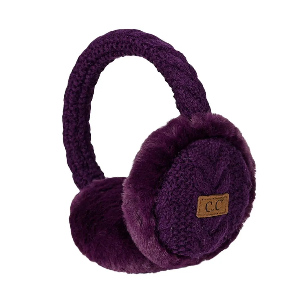 Cable Knitted Faux Fur Ear Muffs