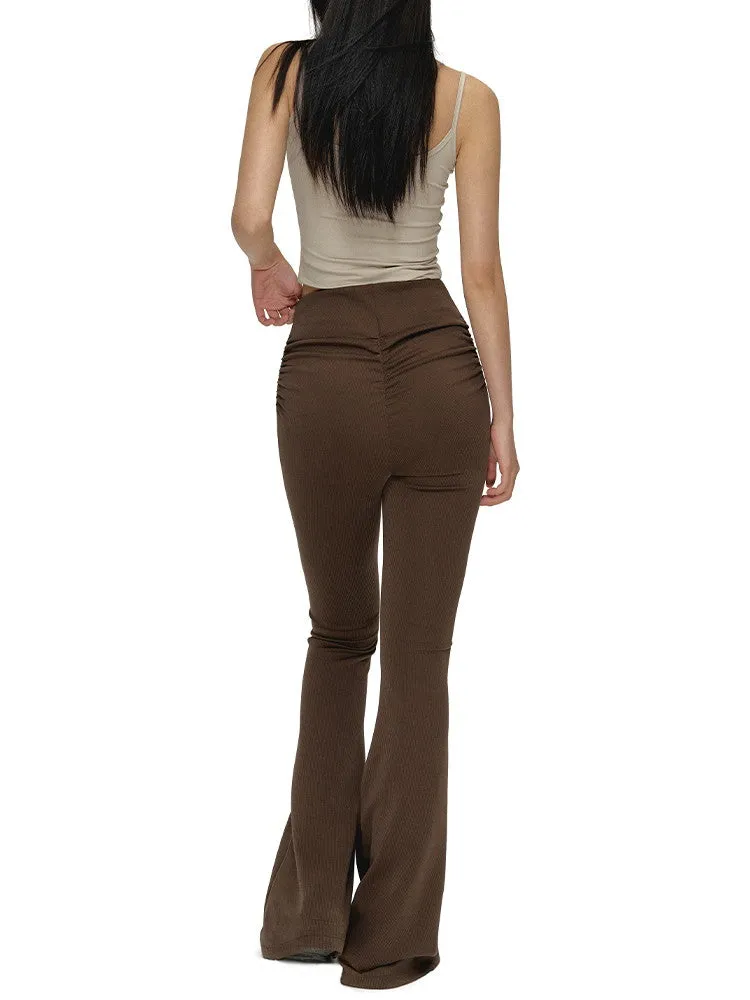 Casual High-Waist Zip Stretch Flare-Pants