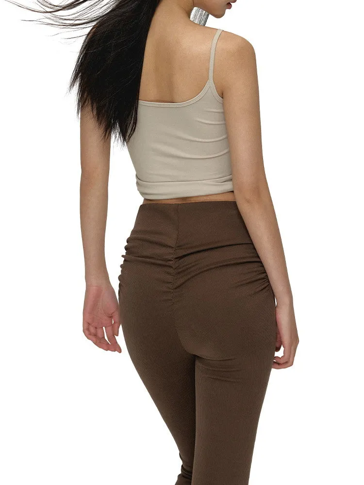 Casual High-Waist Zip Stretch Flare-Pants