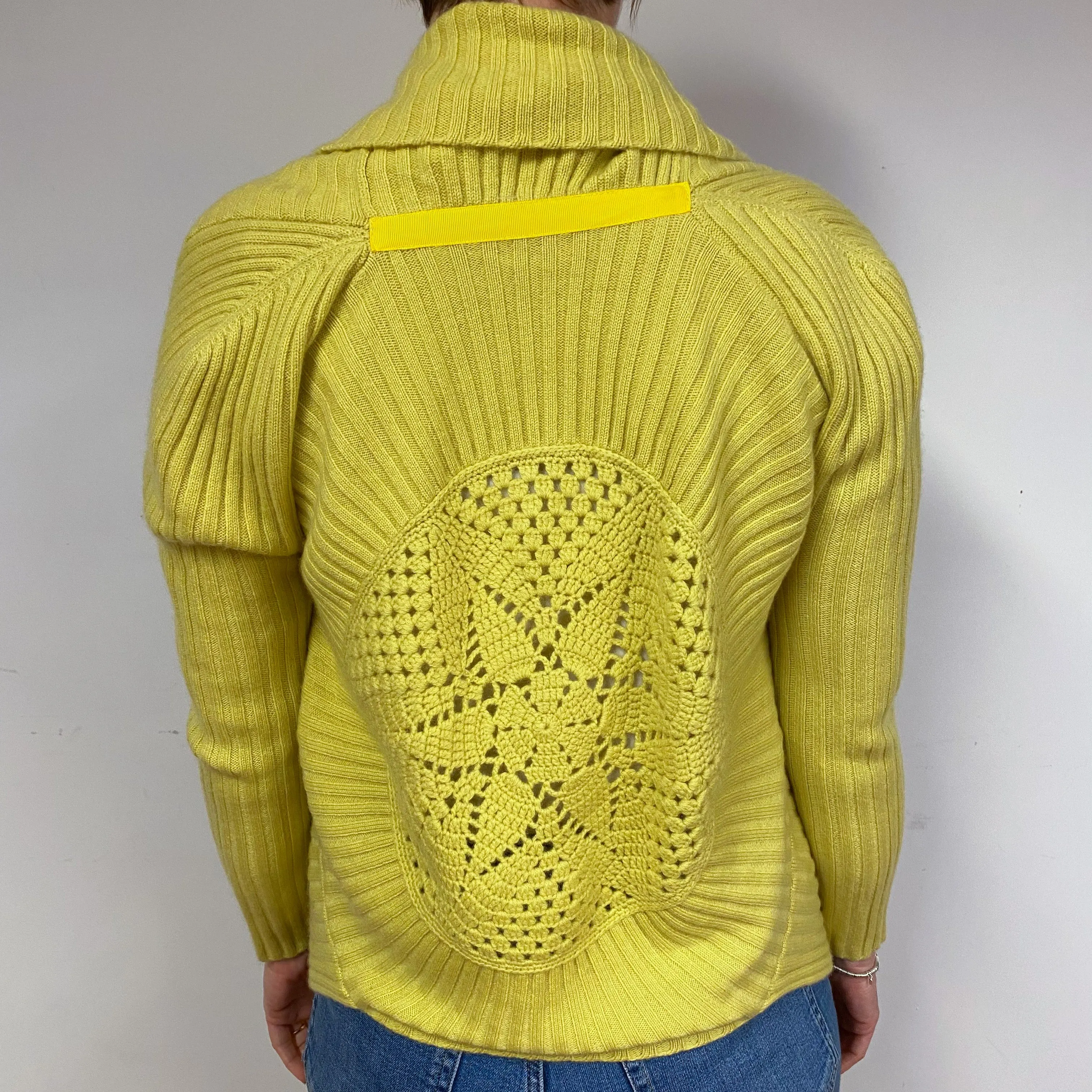 Chartreuse Yellow Cashmere Edge to Edge Cardigan Medium