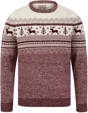 Christmas Rifkin Nordic Fairisle Mens Christmas Jumper - Red