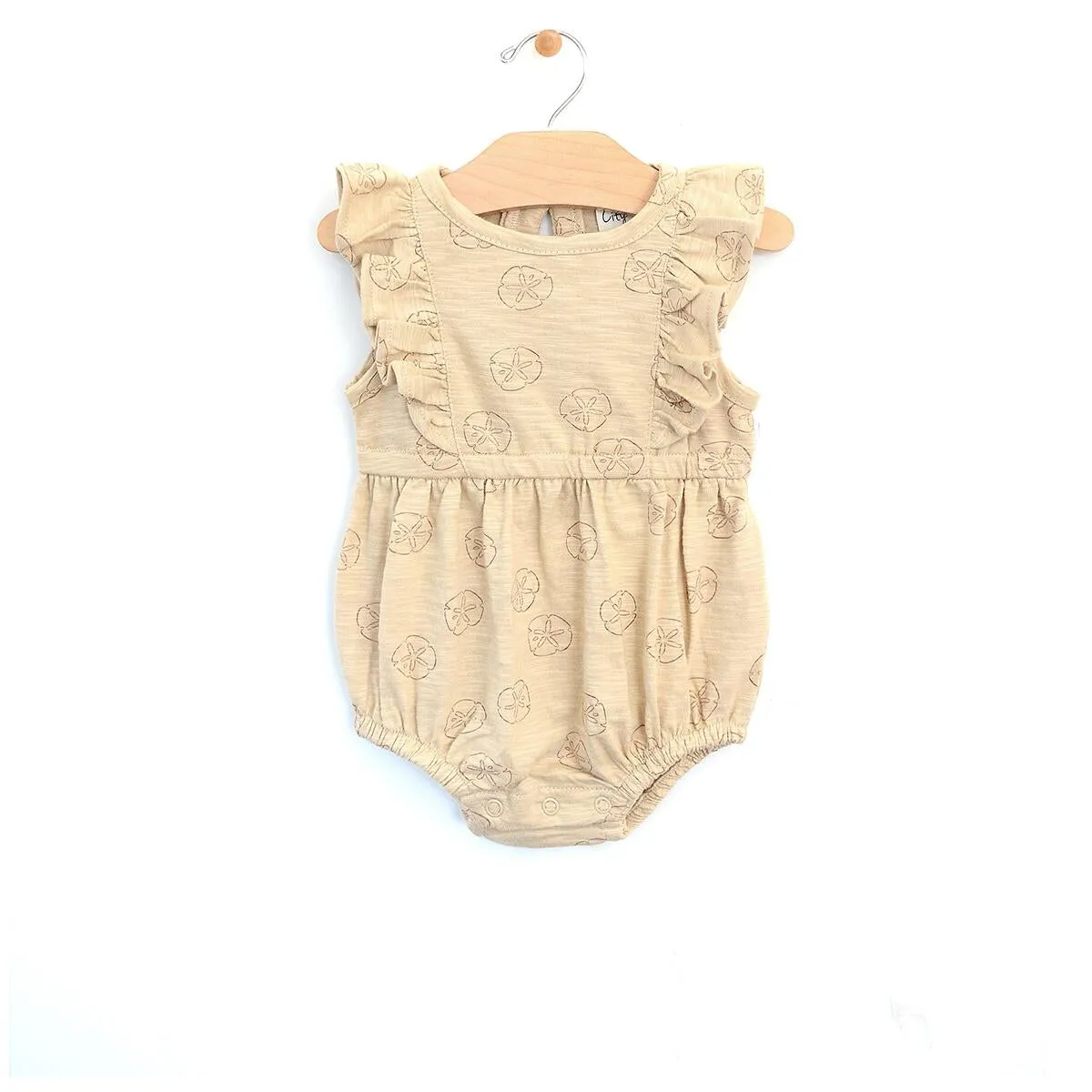 City Mouse Sand Dollars Slub Flutter Bubble Romper