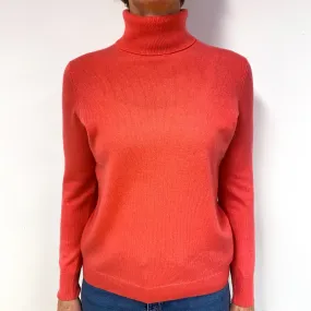 Coral Cashmere Polo Neck Jumper Medium Petite