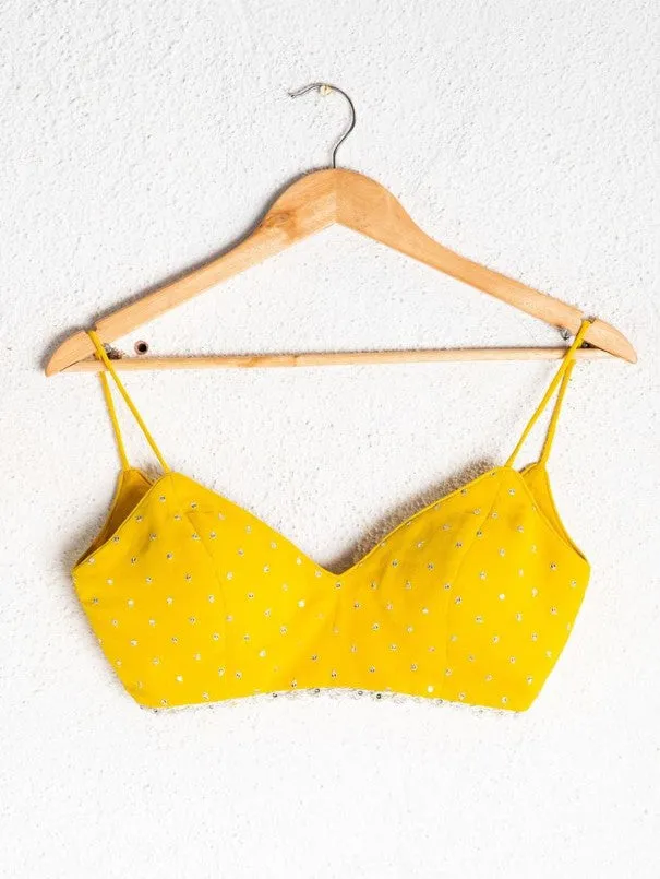 Corn Yellow Palazzo With Crop Top And Cape (Set of 3)