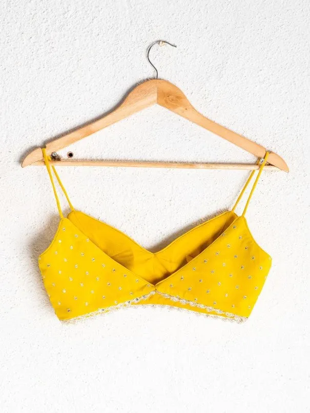 Corn Yellow Palazzo With Crop Top And Cape (Set of 3)