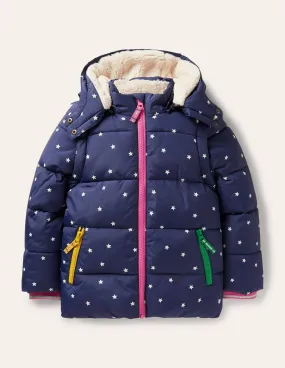 Cosy 2 in 1 Padded Jacket-College Navy Confetti Star