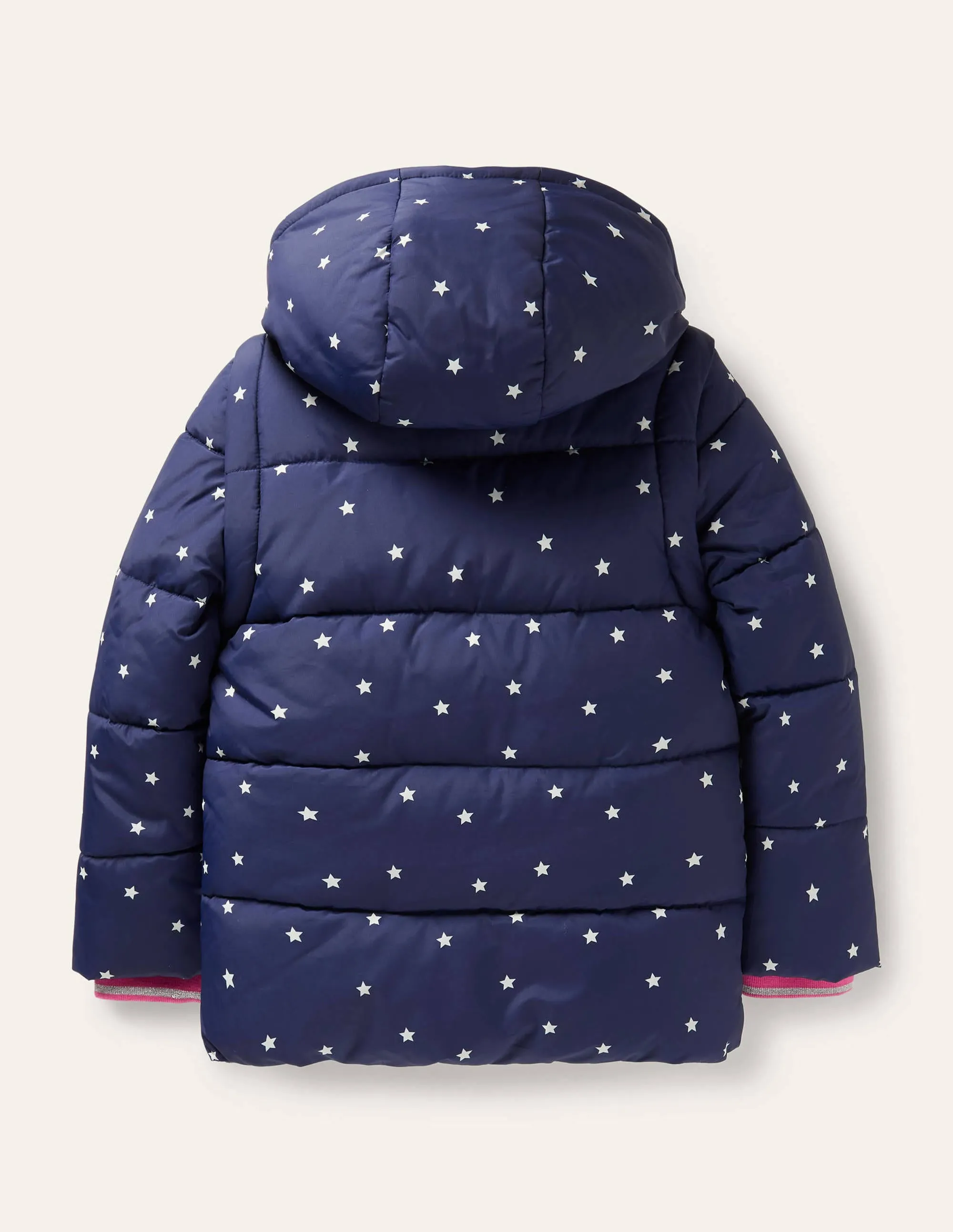 Cosy 2 in 1 Padded Jacket-College Navy Confetti Star