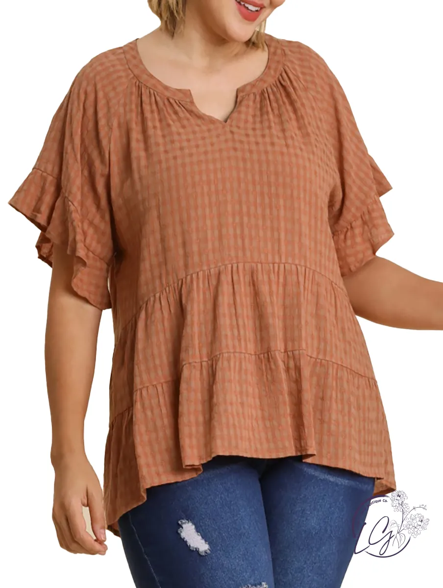 Curvy Staying Positive Textured Top