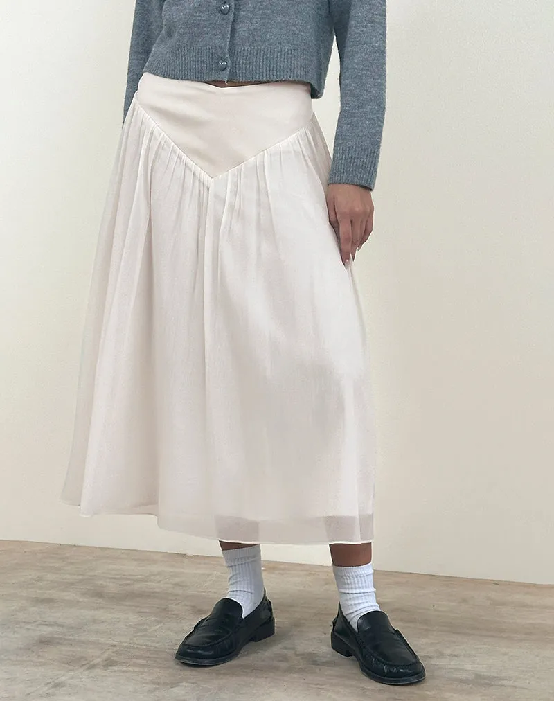 Derika V Waist Maxi Skirt in Cream