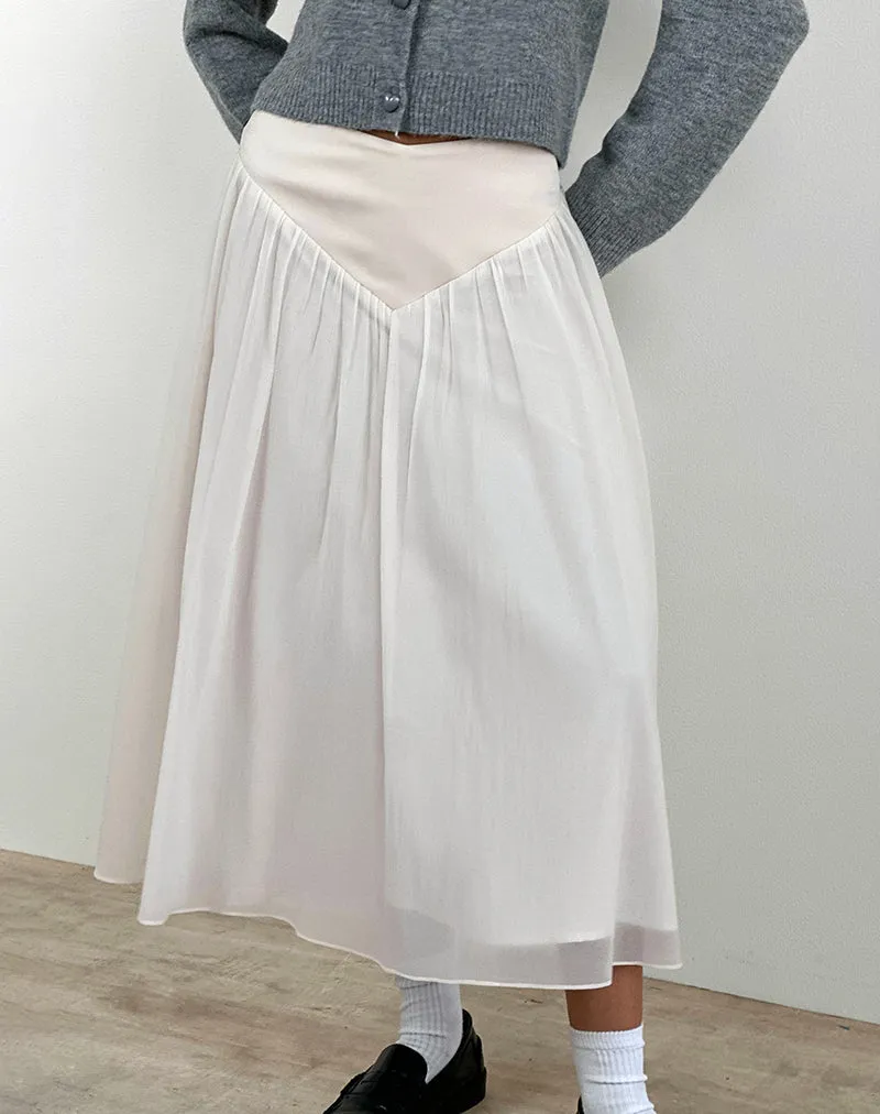 Derika V Waist Maxi Skirt in Cream