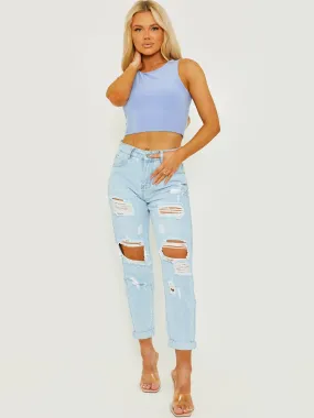 Dorian Slinky Cropped Vest Top In Blue