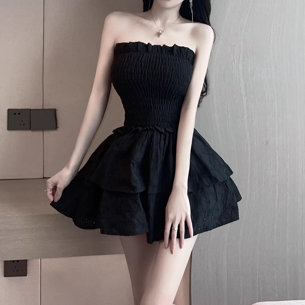 Elastic Waist Cake Fluffy Tube Top Dress