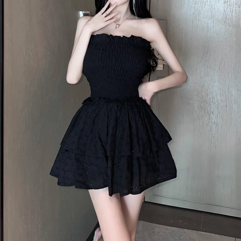 Elastic Waist Cake Fluffy Tube Top Dress