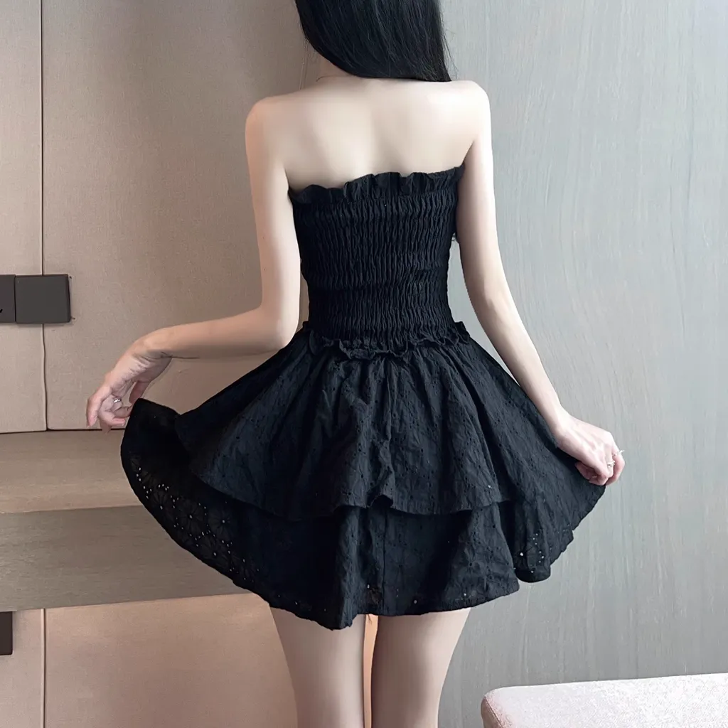 Elastic Waist Cake Fluffy Tube Top Dress