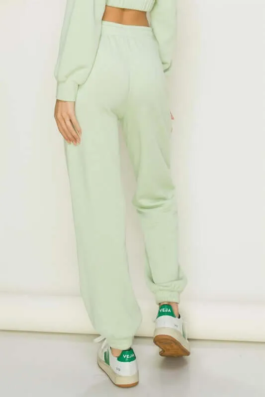 Feeling Homely Pastel Green Drawstring Lounge Joggers