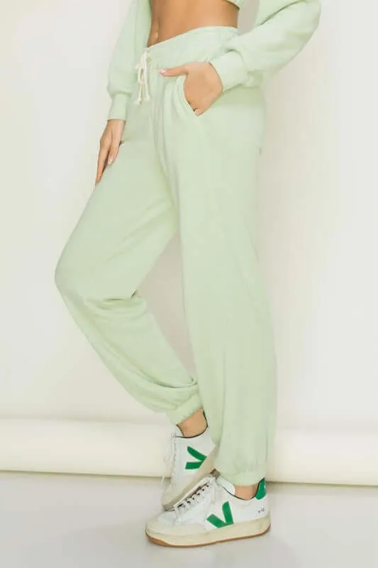 Feeling Homely Pastel Green Drawstring Lounge Joggers