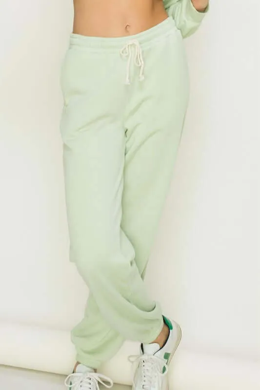 Feeling Homely Pastel Green Drawstring Lounge Joggers