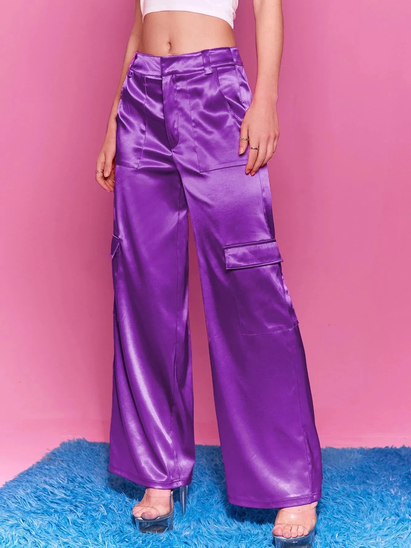 Flap Pocket Wide Loose Pants