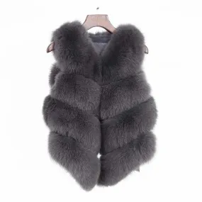 Fox Fur Vest in Gray