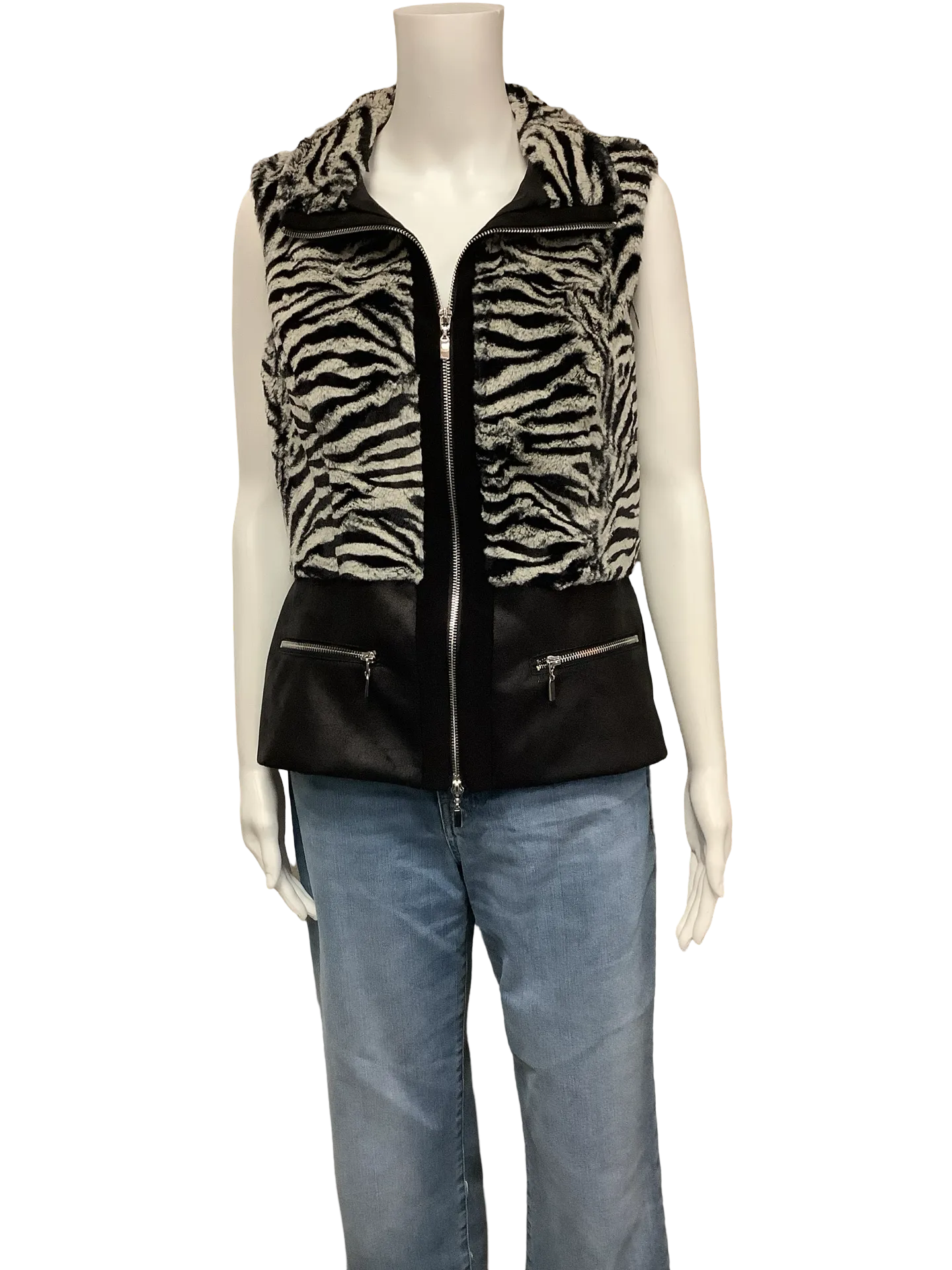 Frank Lyman Women's Faux Fur Vest Animal Print Size: 4