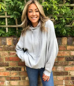 Grey Knitted Hooded Plus Size Jumper 26/28