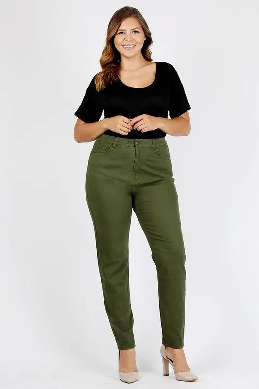 Hi Curvy Plus Size Women High Waist Solid Stretch Jeans Pants