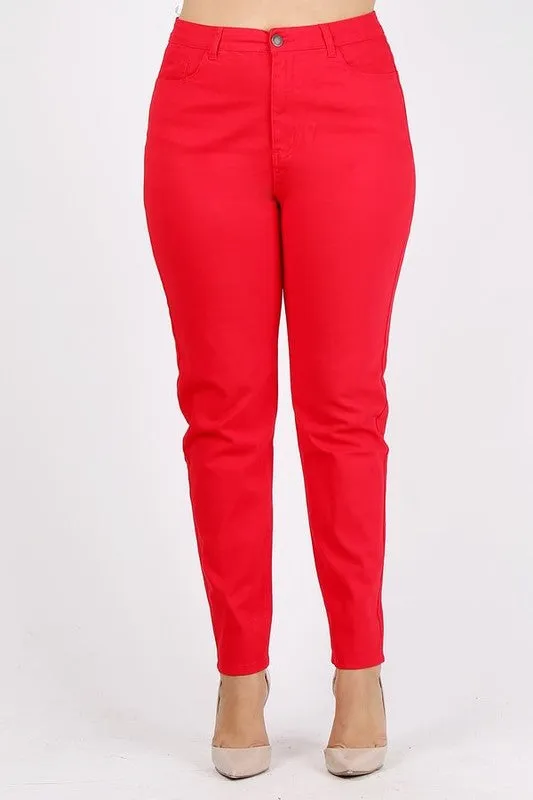 Hi Curvy Plus Size Women High Waist Solid Stretch Jeans Pants