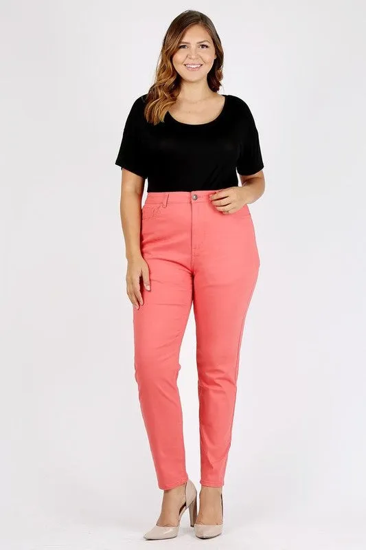 Hi Curvy Plus Size Women High Waist Solid Stretch Jeans Pants