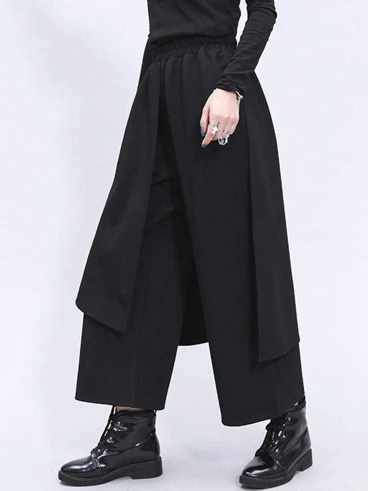 High Elastic Waist Black Trousers