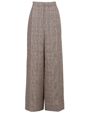 High Waist Prince of Wales Linen Pant