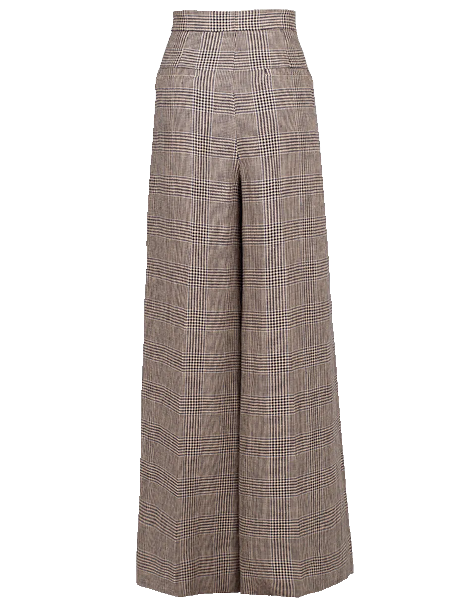 High Waist Prince of Wales Linen Pant